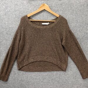 Metallic Crochet Knit Sweater Womens M Bronze Crop Indie Sleaze USA Made KAIN